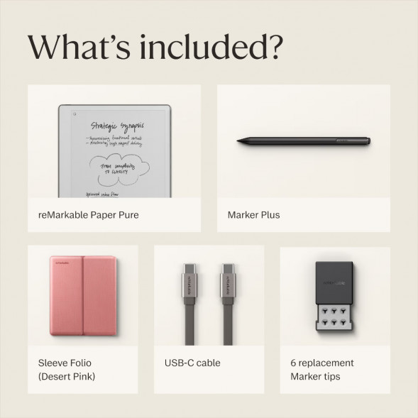 Графический планшет reMarkable Paper Pure+Marker Plus+Sleeve Folio, Desert Pink в Волгограде