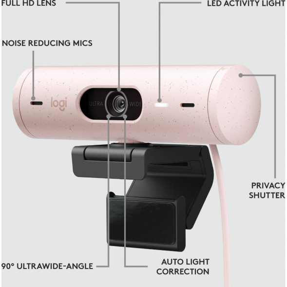 Веб-камера Logitech Brio 500, розовый в Волгограде