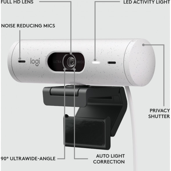 Веб-камера Logitech Brio 500, белый в Волгограде
