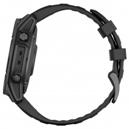 Умные часы Garmin Fenix E 47мм Amoled Slate Grey Steel с чёрным силиконовым ремешком 010-03025-01