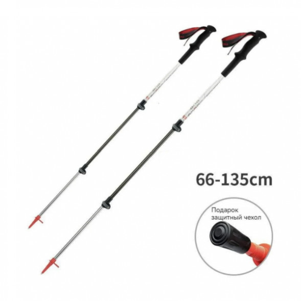 Треккинговая палка Naturehike 135 см, 1 шт., белый/красный в Волгограде