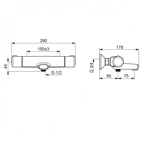 Термостатический смеситель Oras Nova ECO (7462G-33), черный матовый в Волгограде