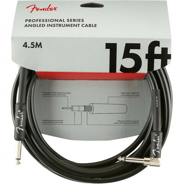 Инструментальный кабель Fender Professional Series 15 ft, 4.5 м, jack 6.3, черный в Волгограде