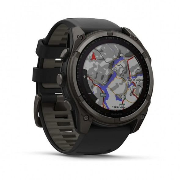 Умные часы Garmin Fenix 8, 51 мм, Solar, Sapphire Carbon Gray DLC Titanium with Black/Pebble Gray Silicone 010-02907-10 в Волгограде