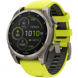 Умные часы Garmin Fenix 8, 51 мм, Solar, Sapphire Titanium with AMP Yellow/Graphite Silicone Band 010-02907-20
