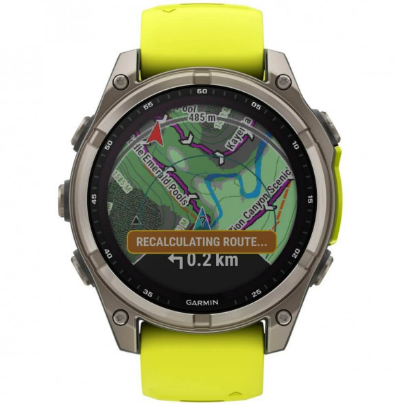 Умные часы Garmin Fenix 8, 51 мм, Solar, Sapphire Titanium with AMP Yellow/Graphite Silicone Band 010-02907-20 в Волгограде