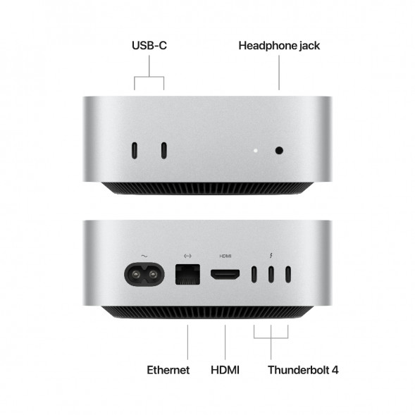 Компьютер Apple Mac mini M4 2024 (MU9E3) (10 Core GPU, 16ГБ, 512ГБ SSD, Apple, macOS), серебристый в Волгограде