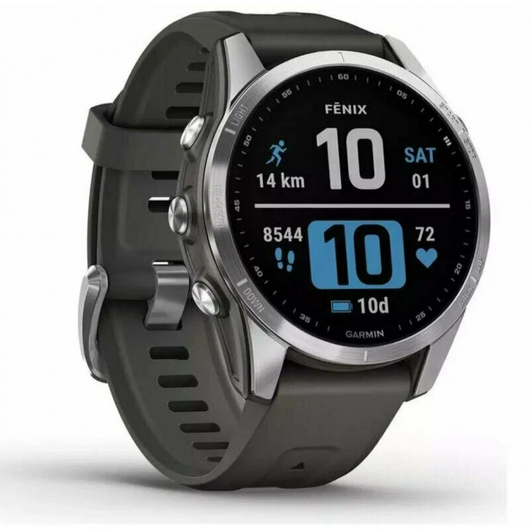 Умные часы Garmin Fenix 7s серебристый с графитовым силиконовым ремешком 010-02539-01 в Волгограде