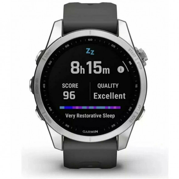 Умные часы Garmin Fenix 7s серебристый с графитовым силиконовым ремешком 010-02539-01 в Волгограде