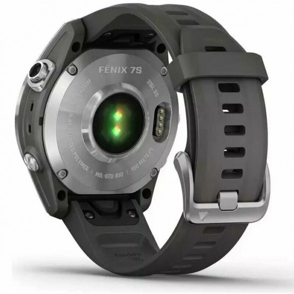 Умные часы Garmin Fenix 7s серебристый с графитовым силиконовым ремешком 010-02539-01 в Волгограде