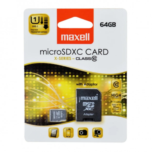 Карта памяти Maxell Micro SDXC 64 ГБ CLASS 10 с адаптером в Волгограде